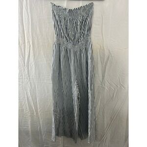 SoPrano Womens Casual Tube Top Jumpsuit‎ Stripped Sz S Beach Baggy Hippie Comfy